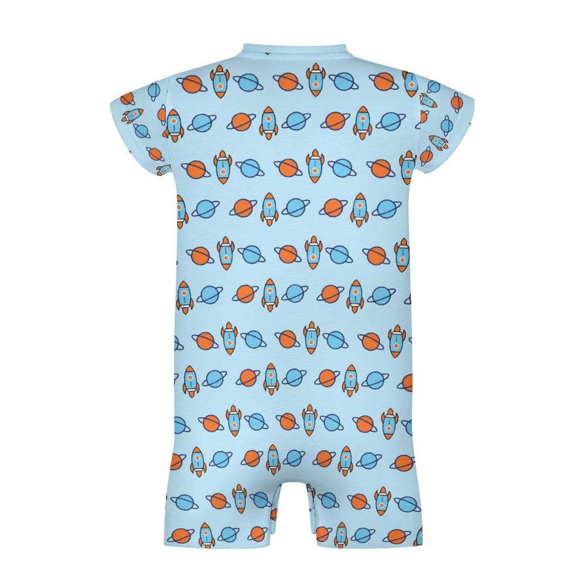 Outer Space Rocket Short Sleeve Baby Romper | 180gsm