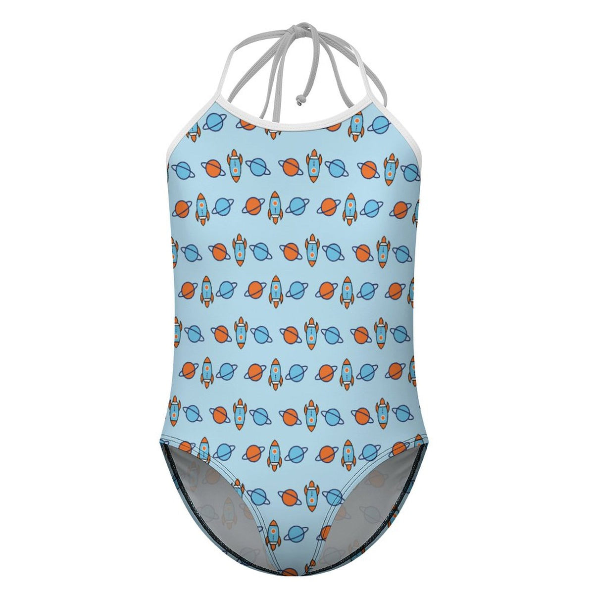 Outer Space Rocket Spaghetti Strap Girls Swimsuit
