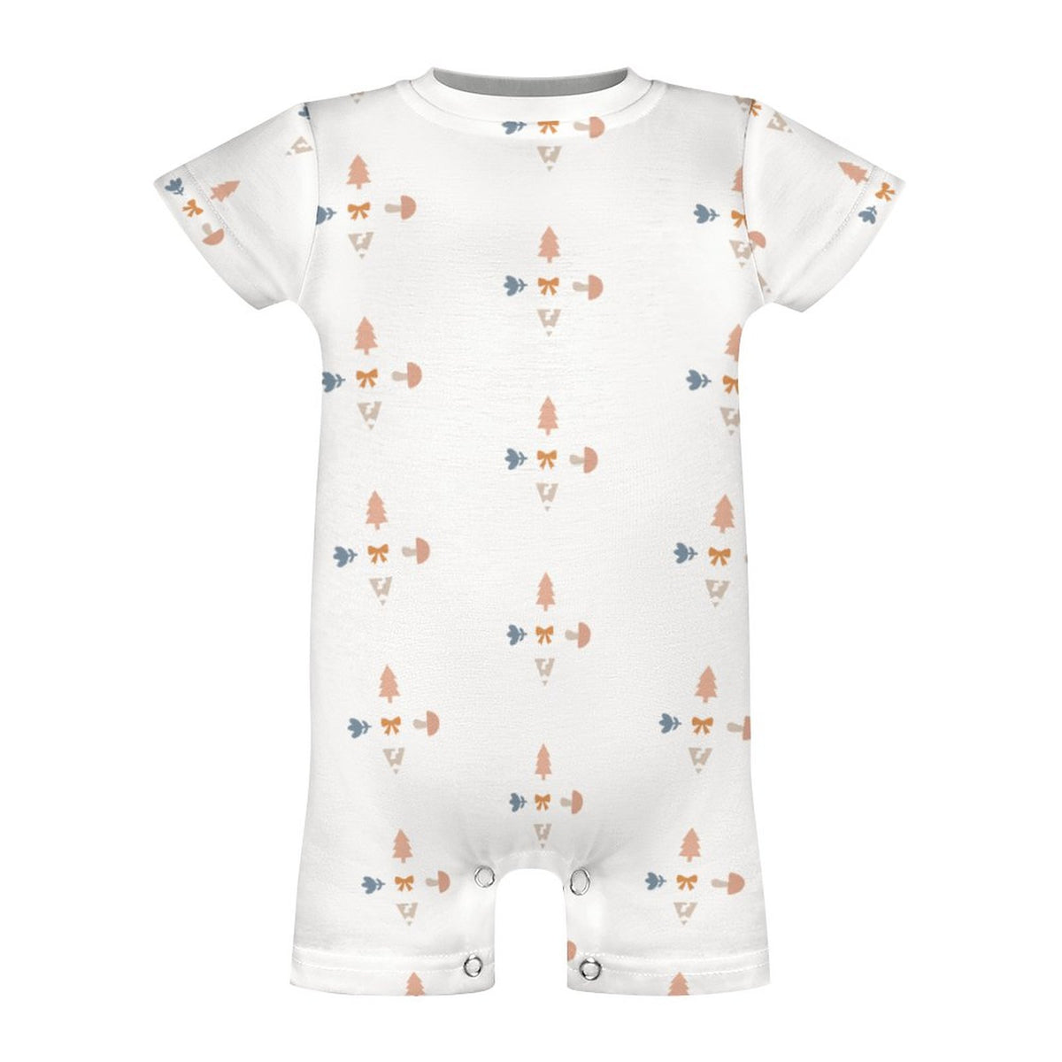 180GSM White Geometric Patterned Baby Onesie
