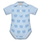 Baby Blue Elephant Print Polo Romper (200GSM)
