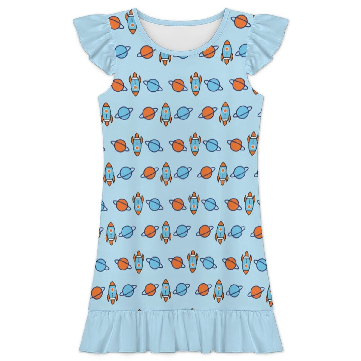 200gsm Girls Ruffle Nightgown | Custom All-Over Print