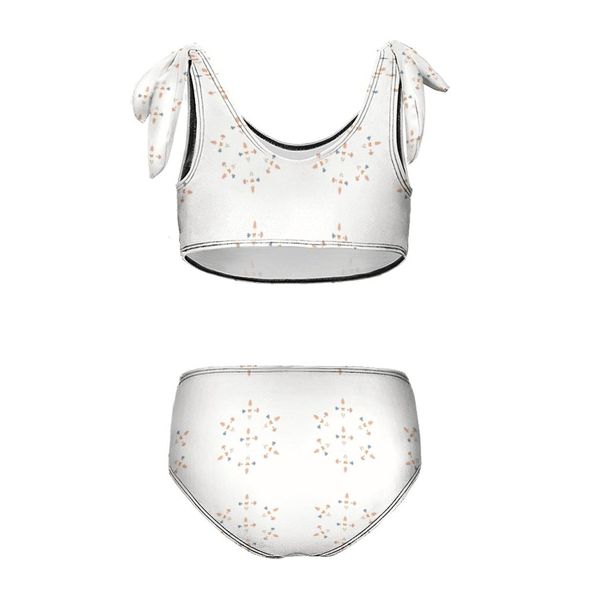 Girls' Geometric Print Tie-Strap Beach Sports Swimsuit