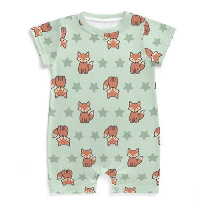Cute Fox Print Short Sleeve Baby Bodysuit | 180gsm