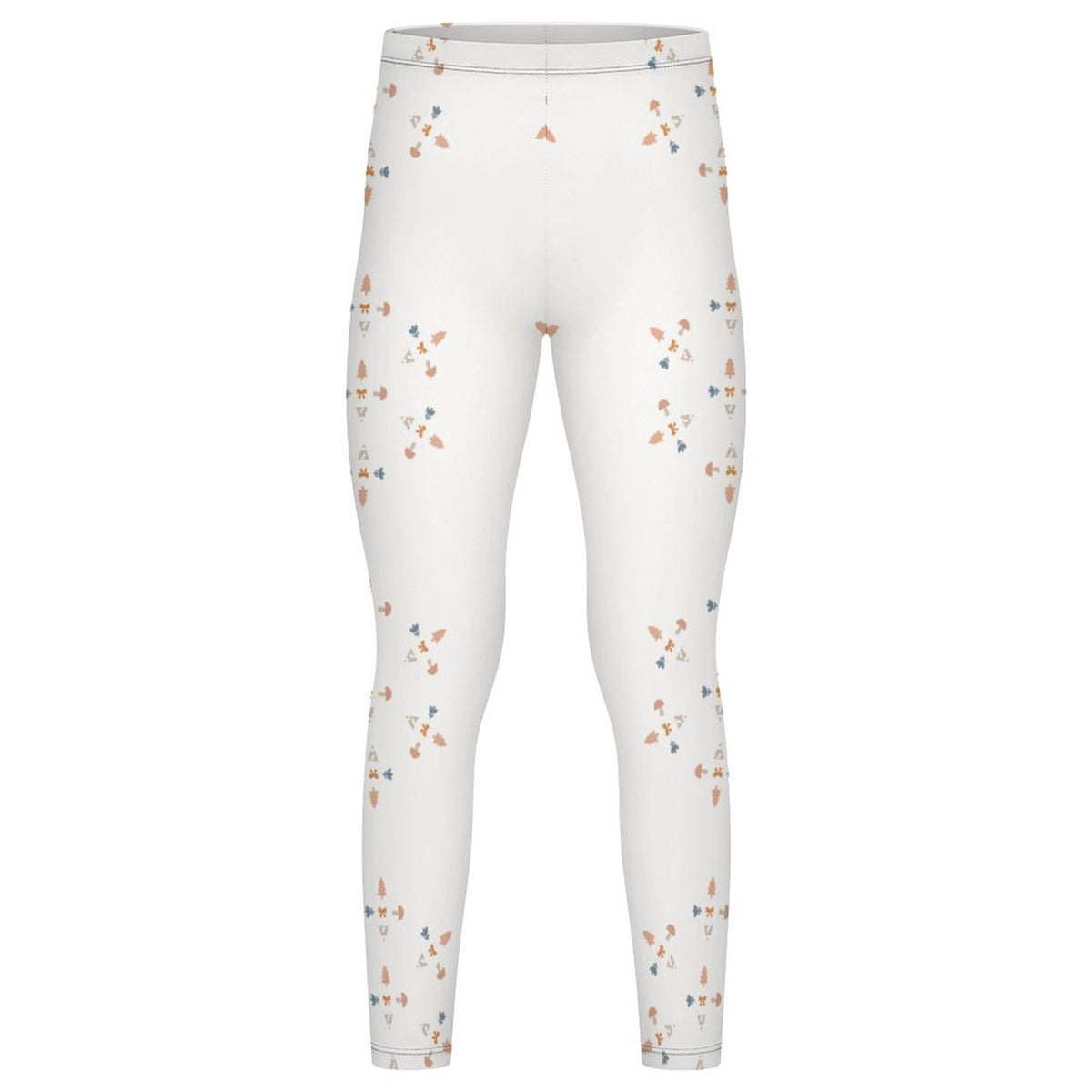 Girls' White Geometric Print Activewear Leggings
