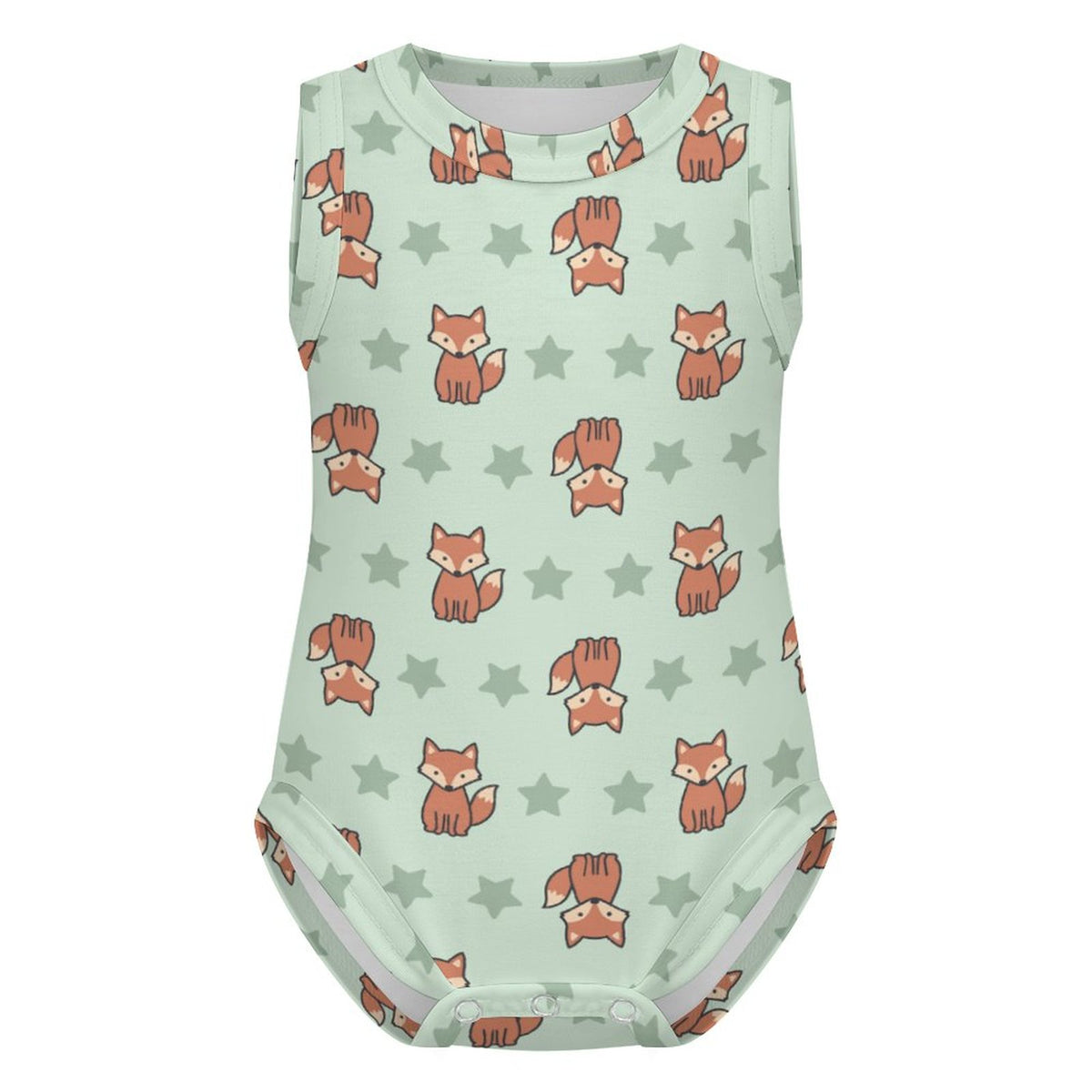 Cute Baby Fox Print Sleeveless Romper Bodysuit