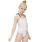 Cute Geometric Print Tie-Neck Sports Swimsuit for Girls