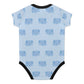 Cute Elephant Print Light Blue Cotton Baby Bodysuit
