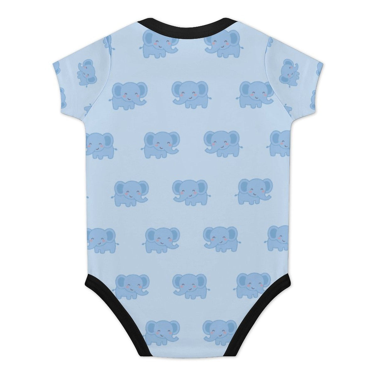 Cute Elephant Print Light Blue Cotton Baby Bodysuit