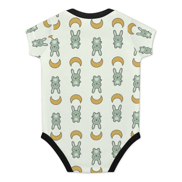 Cute Bunny & Moon Short Sleeve Baby Romper | 220gsm
