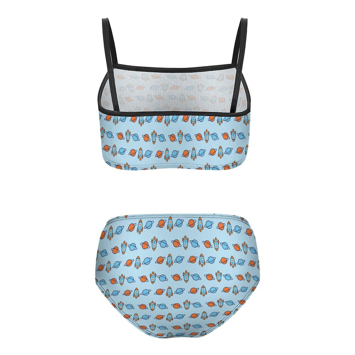 Outer Space Rocket Cami Strap Girls Bikini Set