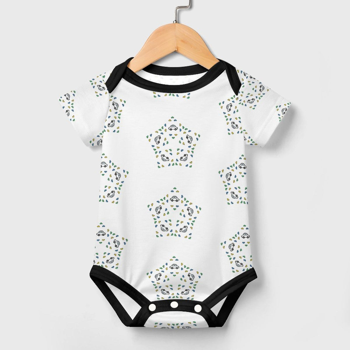 Geometric Star Cotton Short Sleeve Baby Onesie