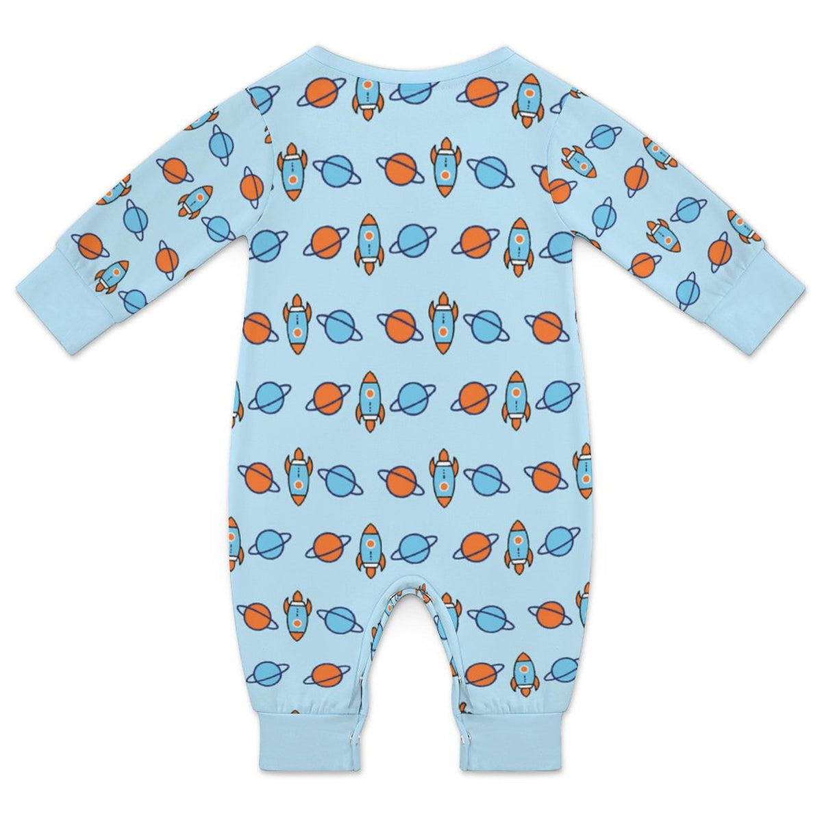 Outer Space Rocket Long Sleeve Baby Romper | 180gsm