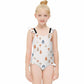 Girls' White Woodland Print Ruffle Leg Swimsuit