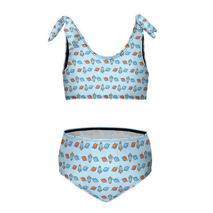 Space Rocket Tie Shoulder Girls Bikini Set | AOP