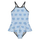 Girls' Blue Elephant Skirted Ruffle Swimsuit