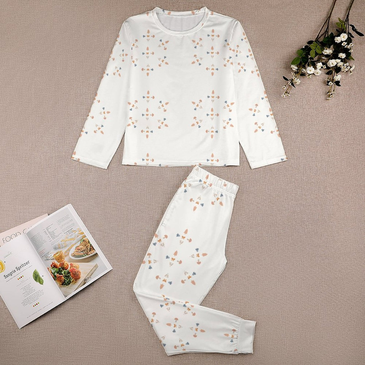 Girls' Geometric Print Long Sleeve Sleepwear Set