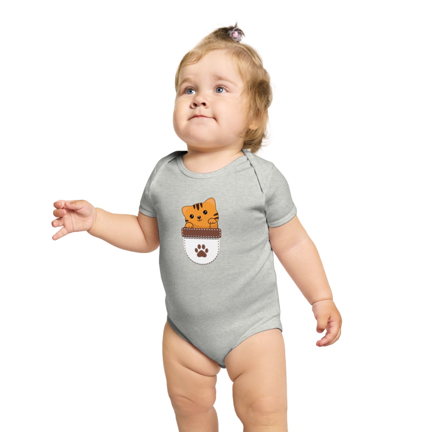 Cute Cat Pocket design baby bodysuit