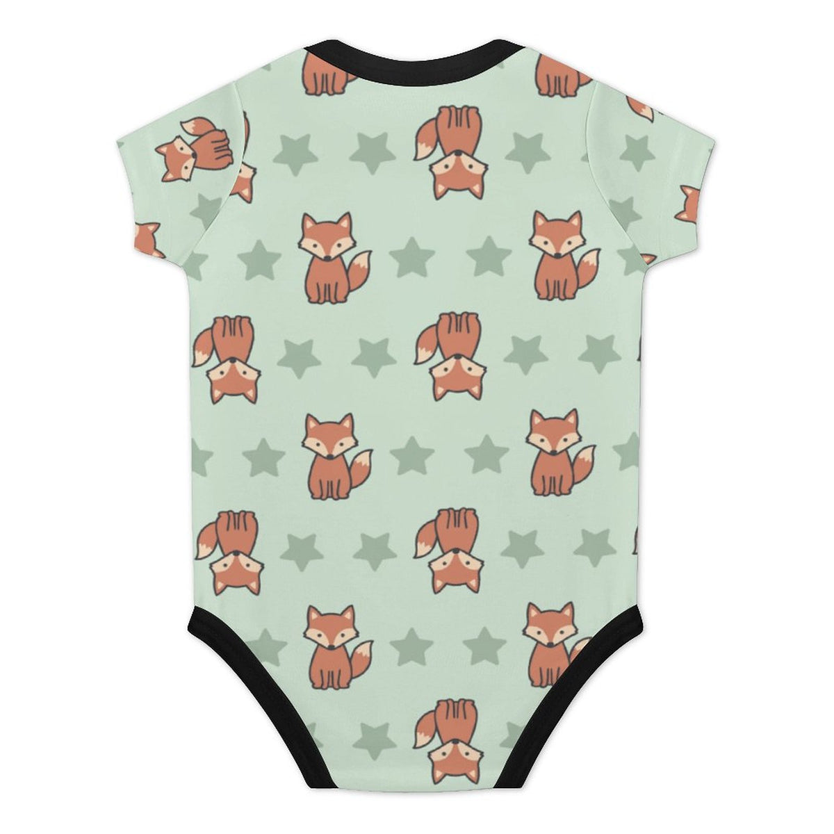 Cute Fox Print Short Sleeve Baby Romper | 220gsm