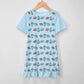 Outer Space Rocket Ruffle Hem Girls Dress | AOP
