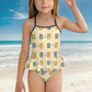 Girls Bear Print Strappy Swimsuit