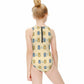 Cute Teddy Bear Zip Front Girls Swimsuit | Color Block