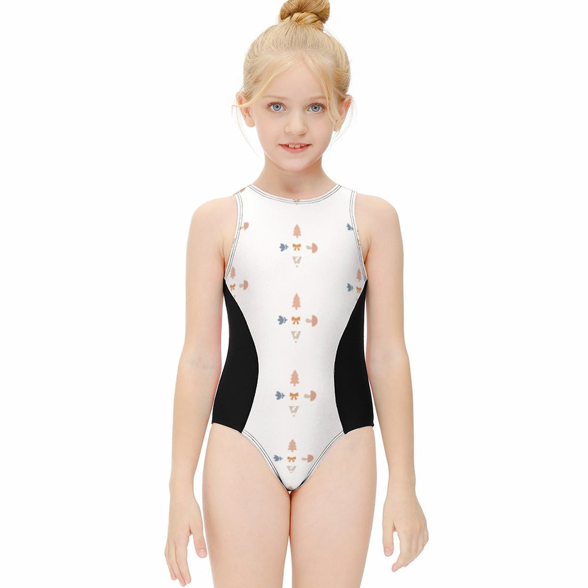 Girls' Geometric Print Athletic One-Piece Swimsuit