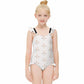Girls' Geometric Print Ruffle Trim One-Piece Swimsuit