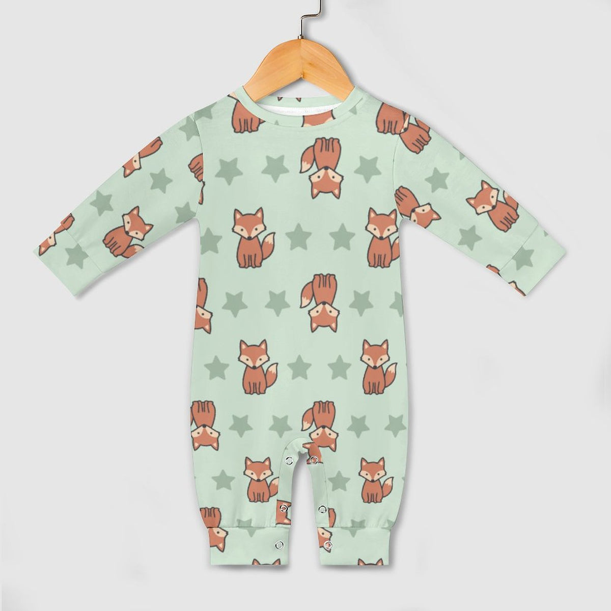Cute Baby Fox Print Long Sleeve Romper Jumpsuit