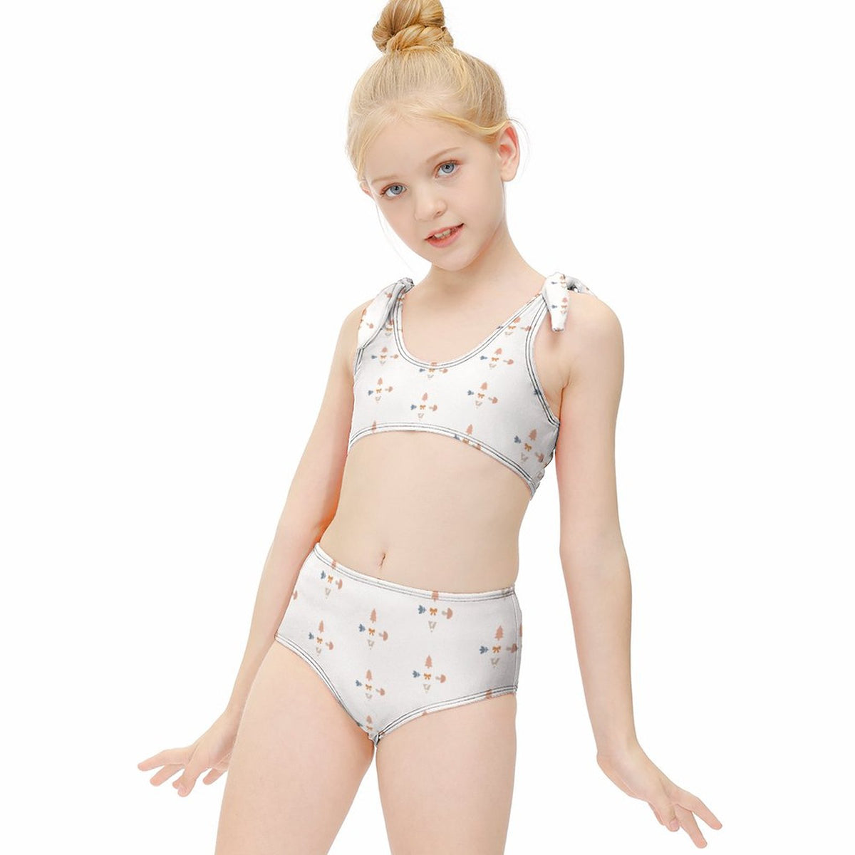 Girls' Geometric Print Tie-Shoulder 2-Piece Swimsuit