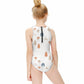 Girls' White Woodland High Neck Zip Swimsuit