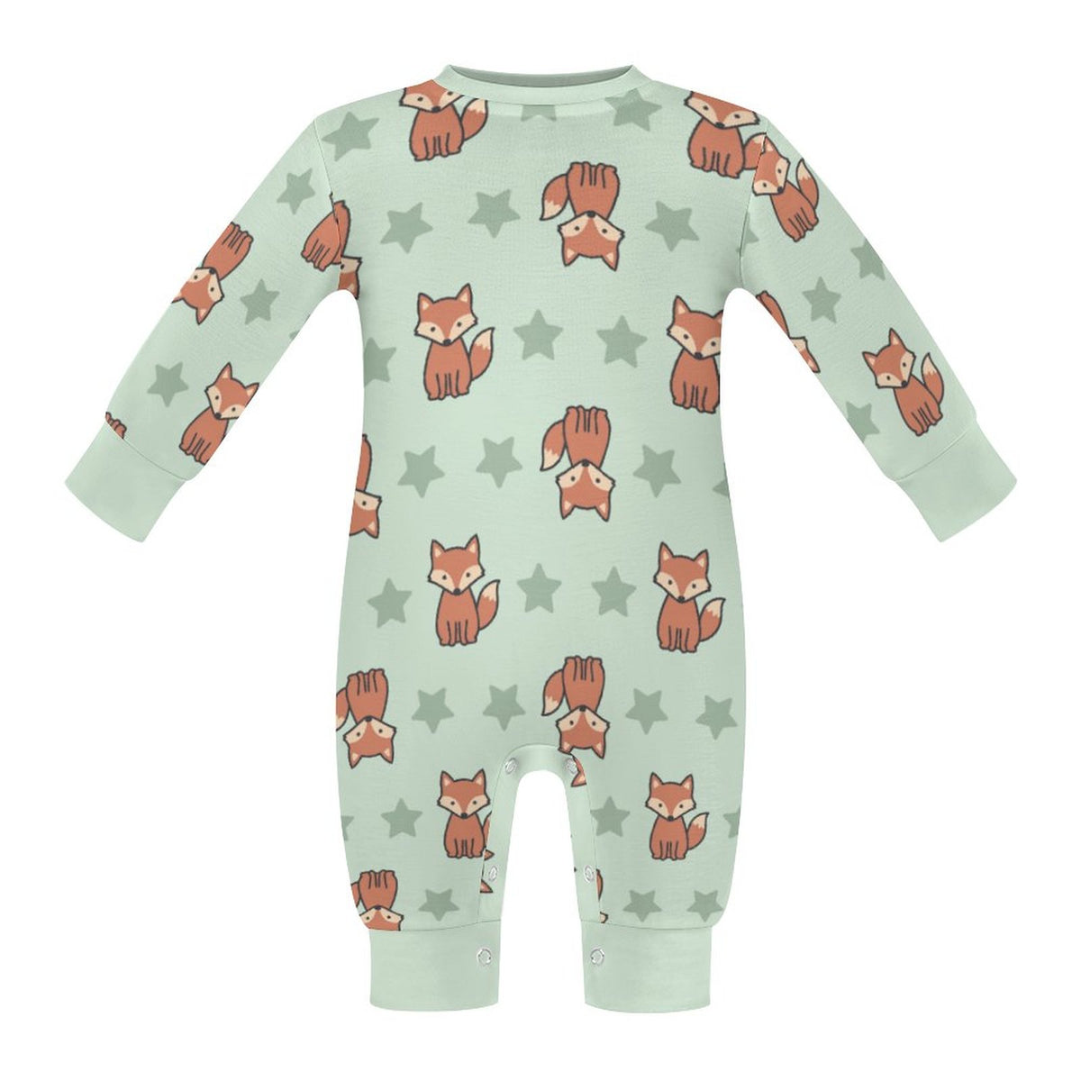 Cute Fox Print Long Sleeve Baby Romper | Custom AOP