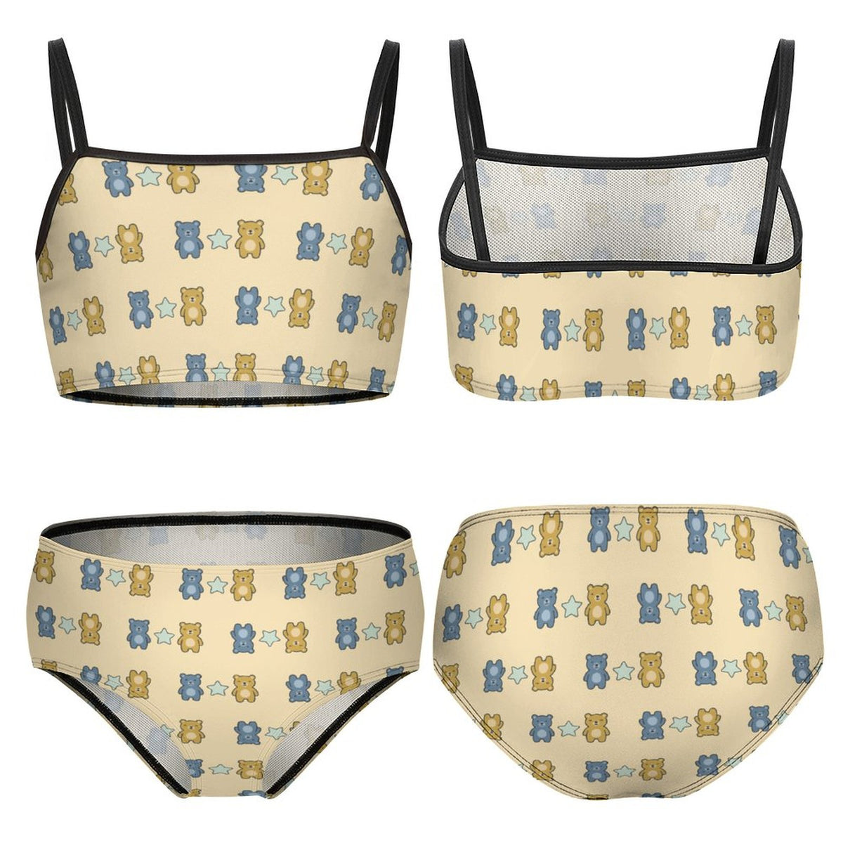 Cute Teddy Bear Girls Two-Piece Swimsuit | Custom AOP