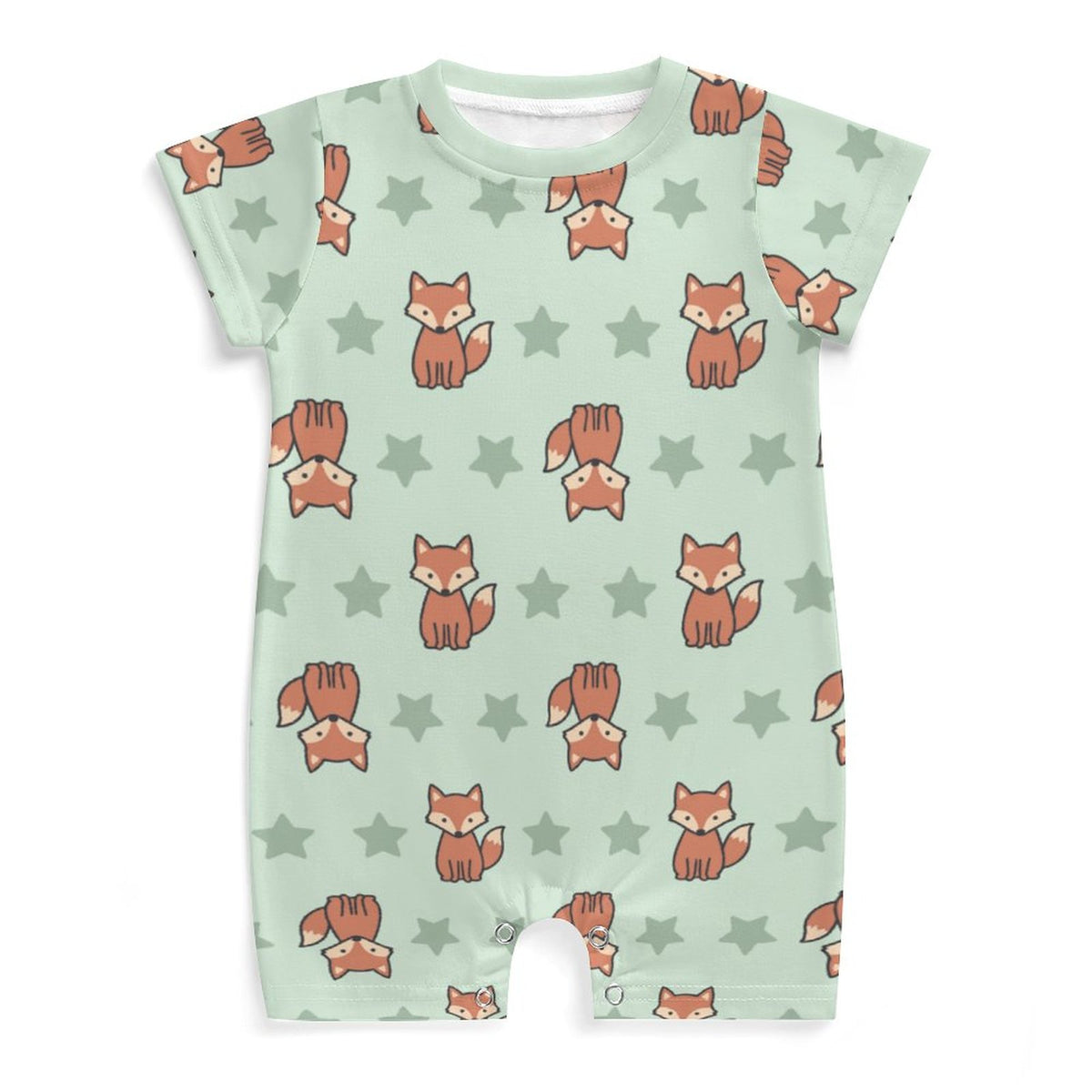 Cute Fox Print Short Sleeve Baby Bodysuit | 180gsm