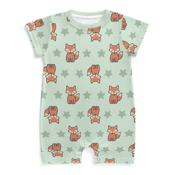 Cute Fox Print Short Sleeve Baby Bodysuit | 180gsm