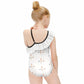 Girls' Geometric Print One-Shoulder Ruffle Swimsuit