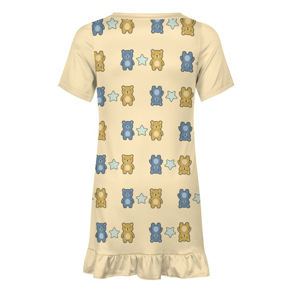 Cute Teddy Bear Girls Short Sleeve Dress | Custom AOP