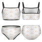 Girls' White Geometric Patterned Two-Piece Swimwear