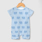 190GSM Light Blue Elephant Baby Cotton Romper