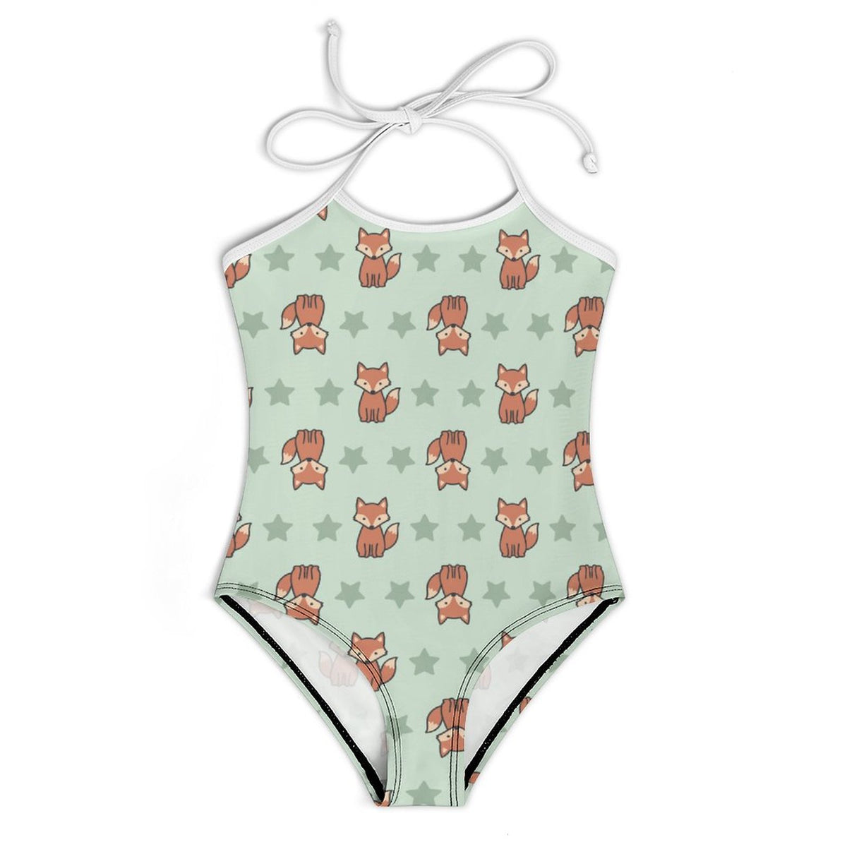 Cute Fox Print Spaghetti Strap Girls Swimsuit | AOP