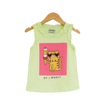 Ice Cream Cat Ruffle Tank