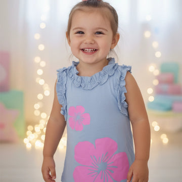 Ruffle Pink Flower Tank Top