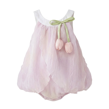 PinkTulipPetalBabyGirlRomper