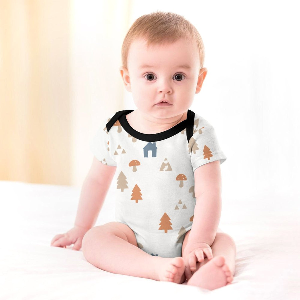 Baby White Forest Pattern Cotton Bodysuit