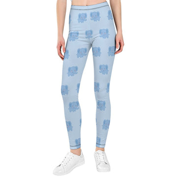 Girls' Blue Geometric Print Yoga Leggings (180GSM)
