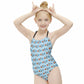 Outer Space Rocket Halter One-Piece Girls Swimsuit