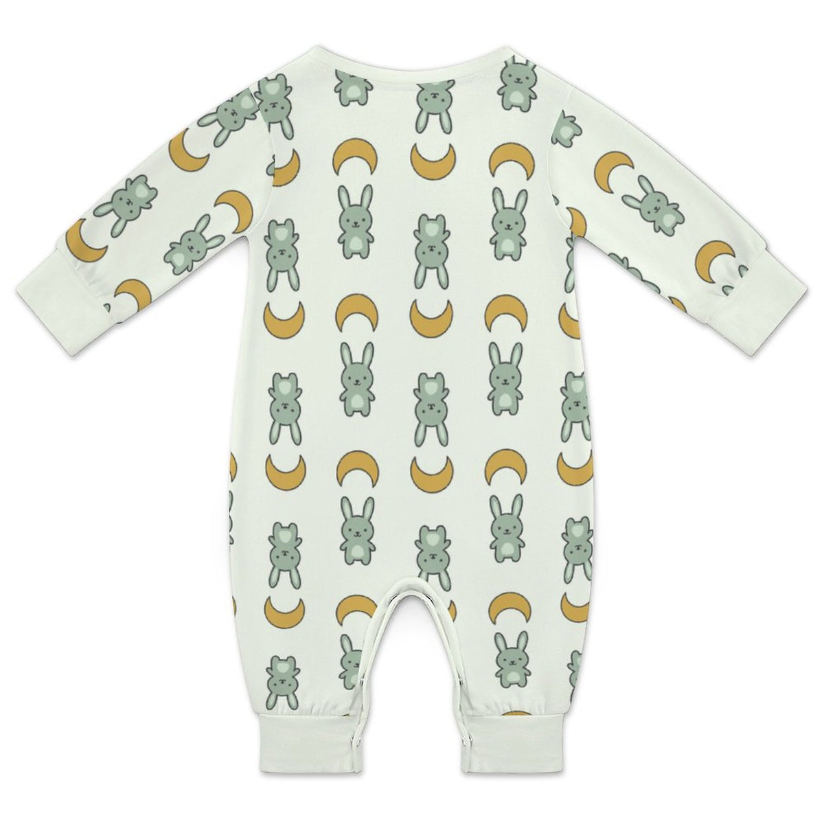 Cute Bunny & Moon Print Long Sleeve Baby Romper | 180gsm
