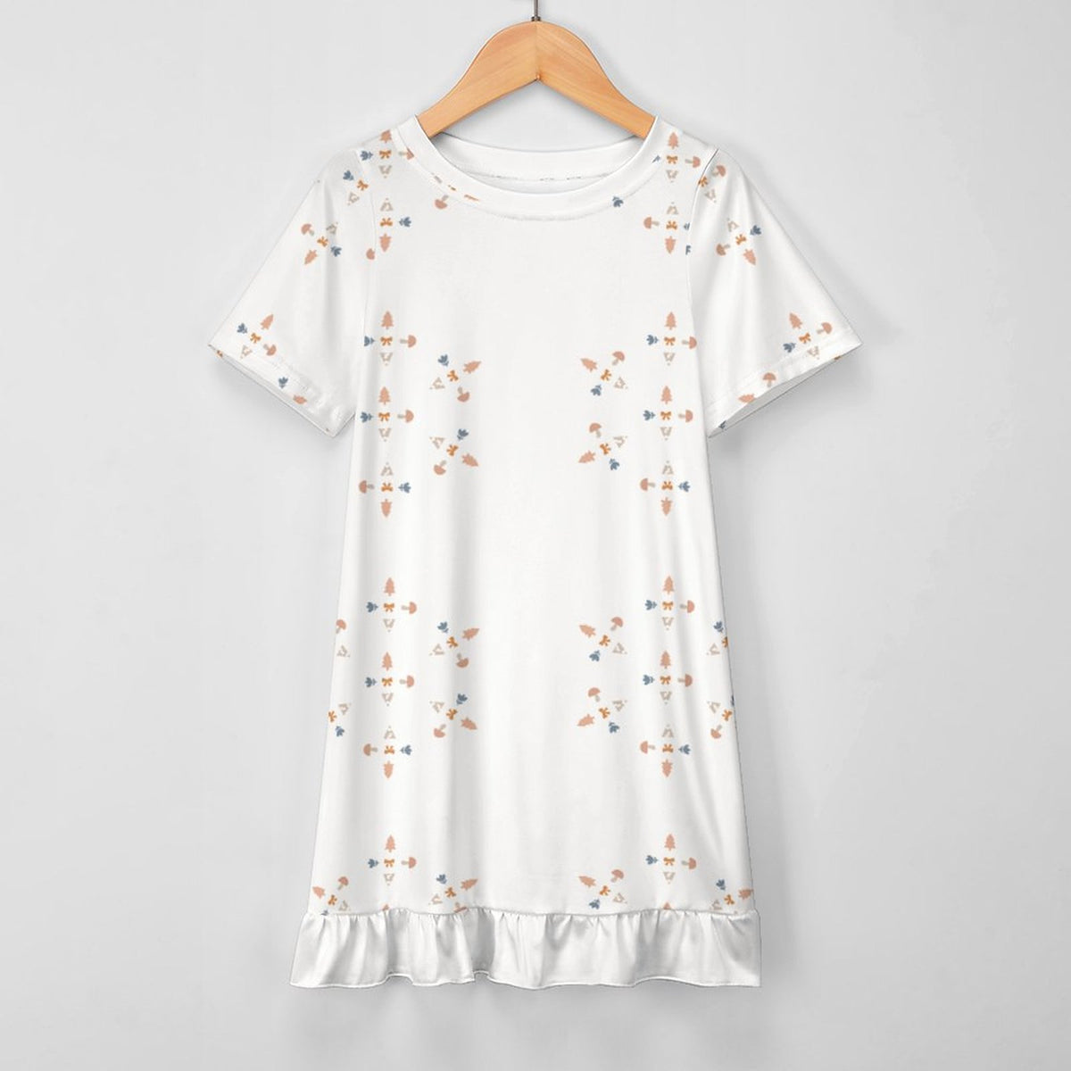Girls' Geometric Print Short Sleeve Ruffled Dress