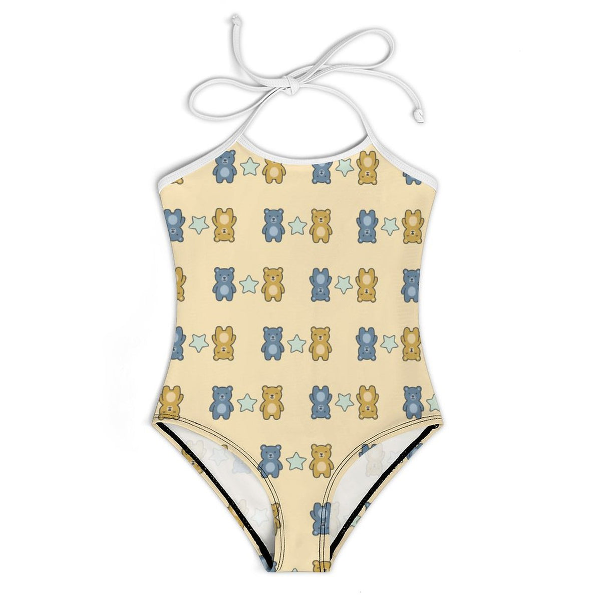 Cute Teddy Bear Spaghetti Strap Girls Swimsuit | AOP