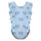 Girls' Blue Elephant Print Frill Strap One-Piece