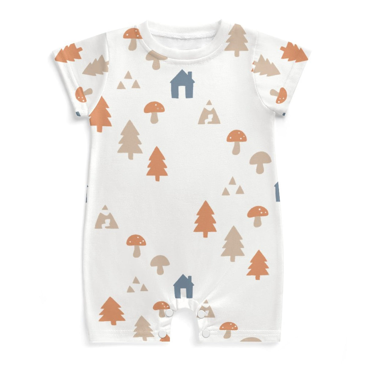190GSM White Forest Pattern Baby Short Romper
